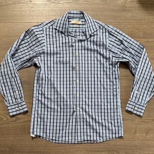 Michael Michael Kors Men's Dress Shirt Button Down Plaid Blue Size 15 1/2